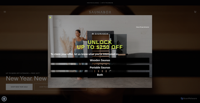 Security scan screenshot of https://saunabox.com