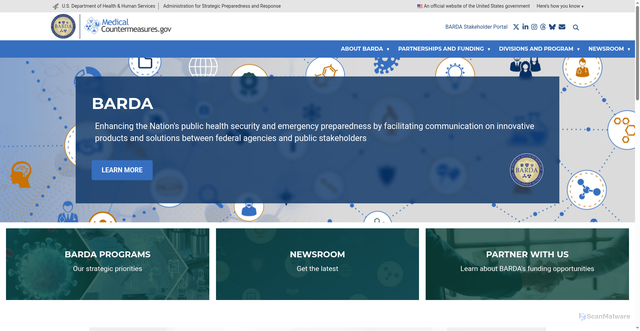 Security scan screenshot of https://medicalcountermeasures.gov/