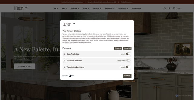 Security scan screenshot of https://fireclaytile.com