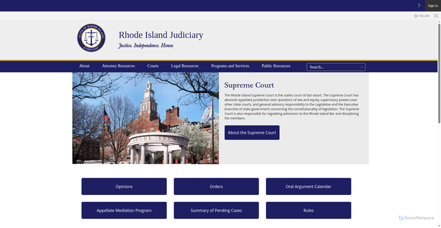Security scan screenshot of https://www.courts.ri.gov/Courts/SupremeCourt/Pages/default.aspx