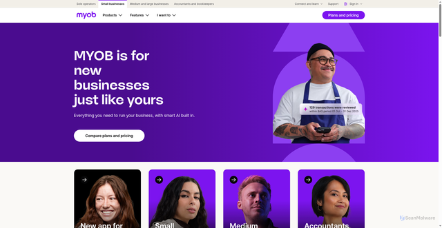 Security scan screenshot of https://myob.com
