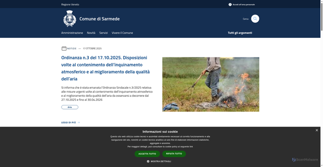 Security scan screenshot of https://comune.sarmede.tv.it/it