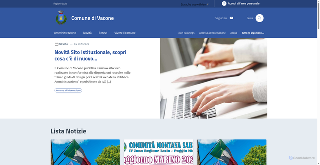 Security scan screenshot of https://www.comune.vacone.ri.it