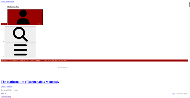 Security scan screenshot of https://boards.straightdope.com/t/the-mathematics-of-mcdonald-s-monopoly/1012108