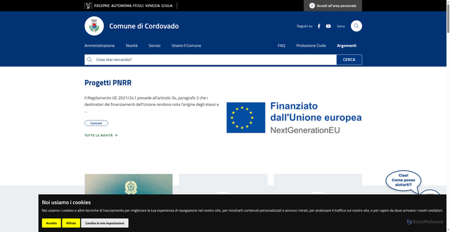 Security scan screenshot of https://www.comune.cordovado.pn.it