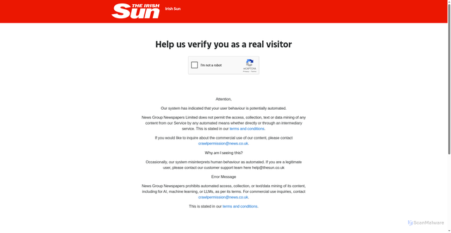 Security scan screenshot of https://www.thesun.ie/sport/16098851/cristiano-ronaldo-fans-ireland-portugal-aviva-stadium/