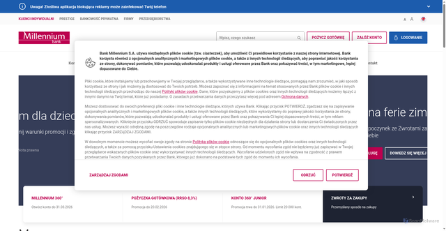 Security scan screenshot of https://www.bankmillennium.pl