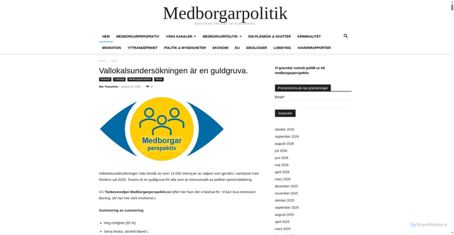 Security scan screenshot of https://medborgarpolitik.nu