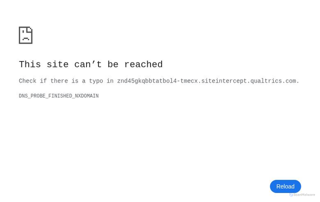 Security scan screenshot of https://znd45gkqbbtatbol4-tmecx.siteintercept.qualtrics.com/