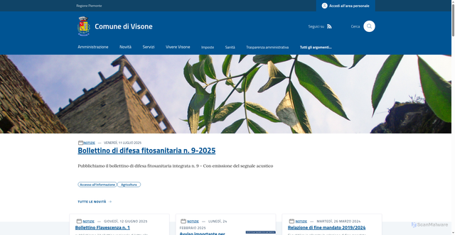 Security scan screenshot of https://www.comune.visone.al.it/
