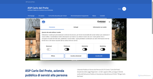 Security scan screenshot of https://www.aspcarlodelprete.it/