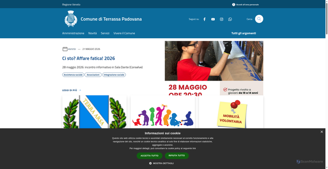 Security scan screenshot of https://www.comune.terrassa.pd.it/