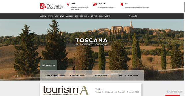 Security scan screenshot of https://www.toscanapromozione.it