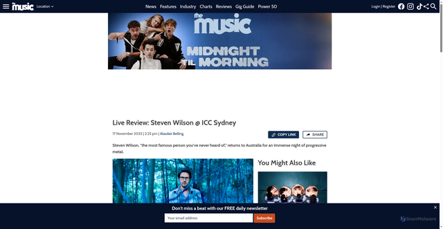 Security scan screenshot of https://themusic.com.au/reviews/steven-wilson-icc-sydney/Dw2tAwIFBAc/17-11-25