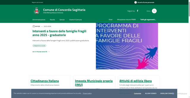 Security scan screenshot of https://www.comune.concordiasagittaria.ve.it/home