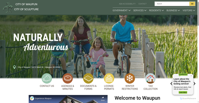 Security scan screenshot of https://www.cityofwaupunwi.gov/