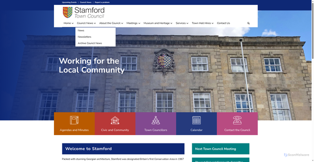 Security scan screenshot of https://stamfordtowncouncil.gov.uk/