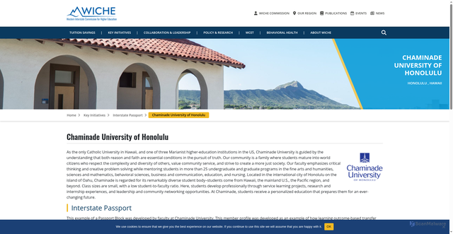Security scan screenshot of https://www.wiche.edu/key-initiatives/interstate-passport/chaminade-university-of-honolulu/