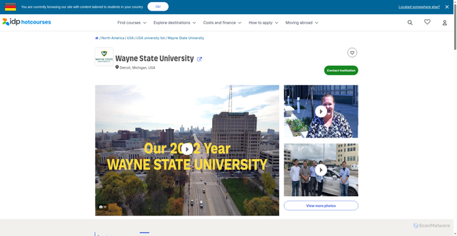 Security scan screenshot of https://www.hotcoursesabroad.com/study/us-usa/school-college-university/wayne-state-university/72196/international.html