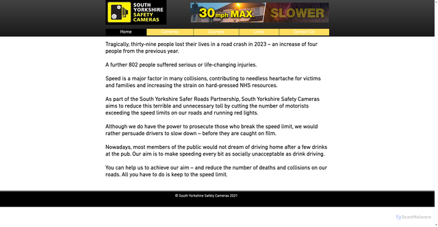 Security scan screenshot of https://www.safetycamera.org/