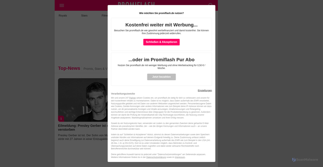 Security scan screenshot of https://www.promiflash.de