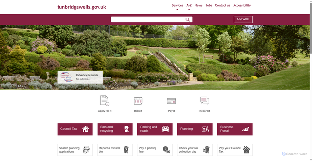 Security scan screenshot of https://www.tunbridgewells.gov.uk/