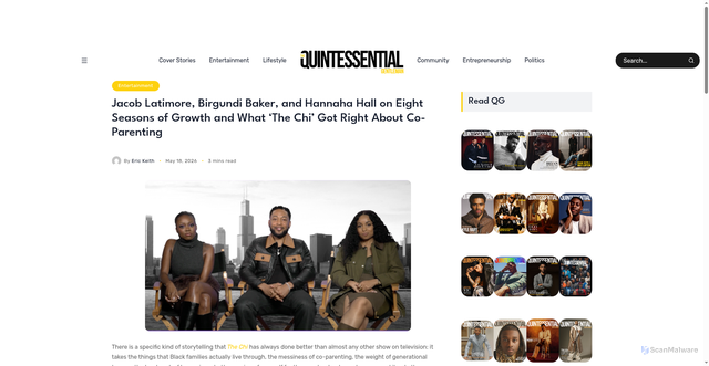 Security scan screenshot of https://www.theqgentleman.com/post/2026-05-jacob-latimore-birgundi-baker-and-hannaha-hall-on-eight-seasons-of-growth-and-what-the-chi-got-right-about-co-parenting/