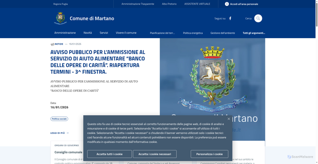 Security scan screenshot of https://www.comune.martano.le.it/