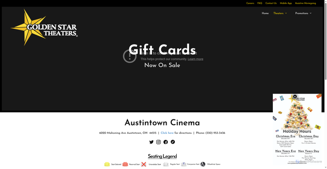 Security scan screenshot of https://goldenstartheaters.com/austintown-cinema/