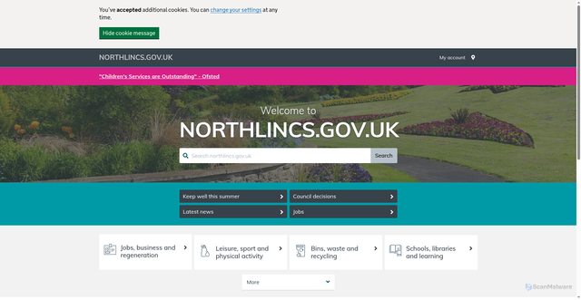 Security scan screenshot of http://www.northlincs.gov.uk