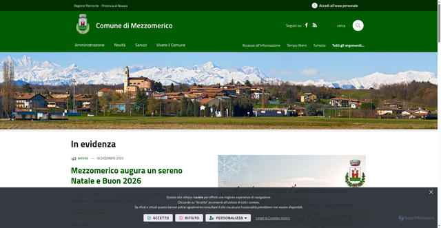 Security scan screenshot of https://www.comune.mezzomerico.no.it/it-it/home