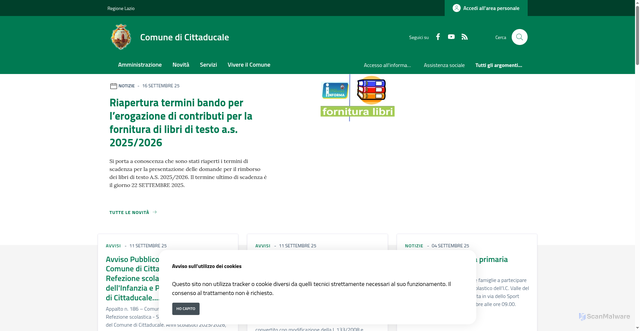 Security scan screenshot of https://www.comune.cittaducale.ri.it/