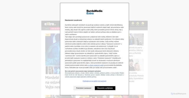 Security scan screenshot of https://extra.cz