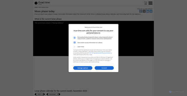 Security scan screenshot of https://en.true-time.com/moon-phases/