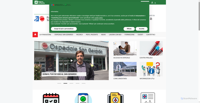 Security scan screenshot of https://www.irccs-sangerardo.it/