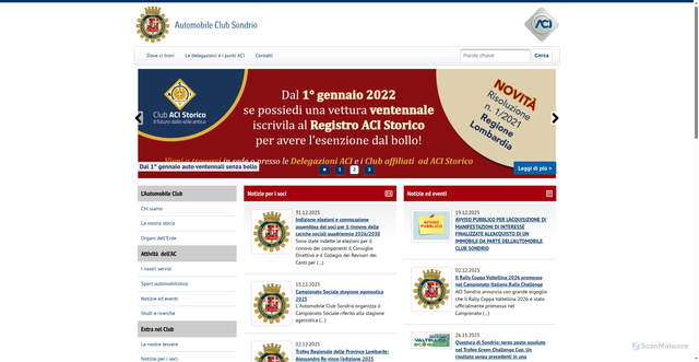 Security scan screenshot of https://sondrio.aci.it/