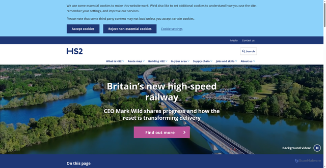 Security scan screenshot of https://www.hs2.org.uk/
