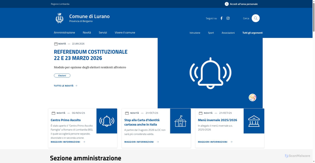 Security scan screenshot of https://www.comune.lurano.bg.it/home/index.html