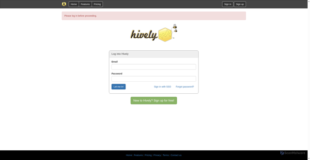 Security scan screenshot of https://secure.teamhively.com