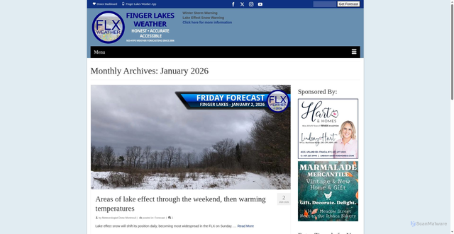 Security scan screenshot of https://flxweather.com/2026/01/
