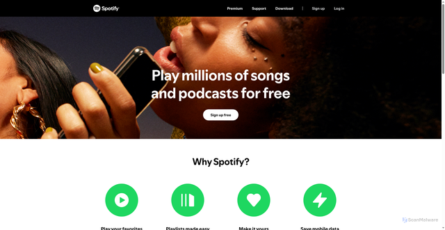 Security scan screenshot of https://www.spotify.com/us/free/