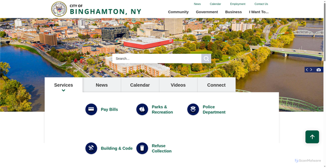 Security scan screenshot of https://www.binghamton-ny.gov/