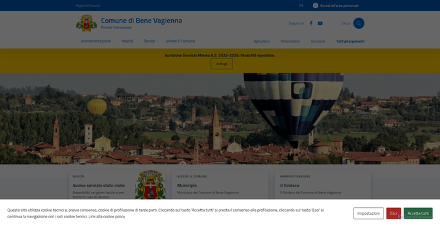 Security scan screenshot of https://comune.benevagienna.cn.it/