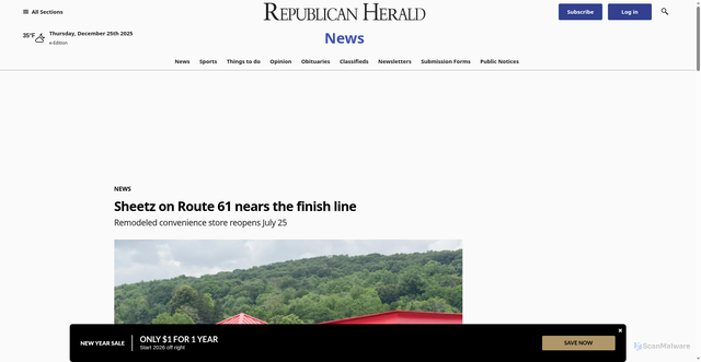 Security scan screenshot of https://www.republicanherald.com/2025/07/07/sheetz-on-route-61-nears-the-finish-line/