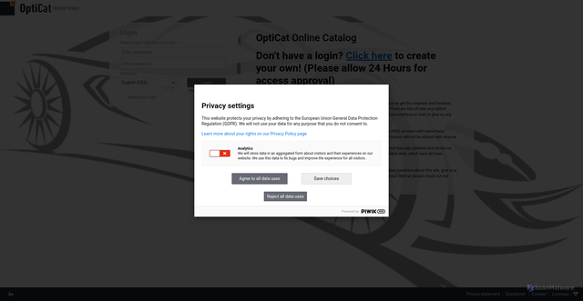 Security scan screenshot of https://opticatonline.com
