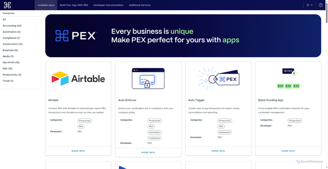 Security scan screenshot of https://marketplace.pexcard.com