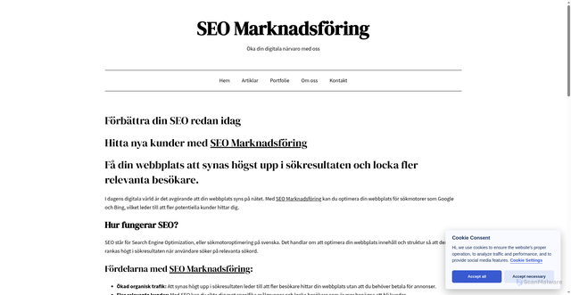 Security scan screenshot of https://seo-marknadsforing.se