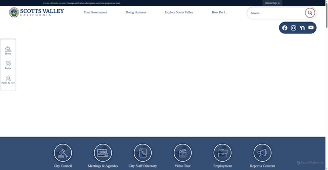 Security scan screenshot of https://scottsvalley.gov/