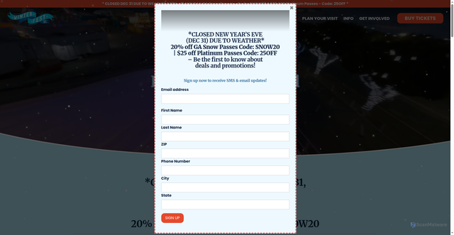 Security scan screenshot of https://winterfestoc.com