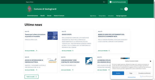 Security scan screenshot of https://comune.vastogirardi.is.it/